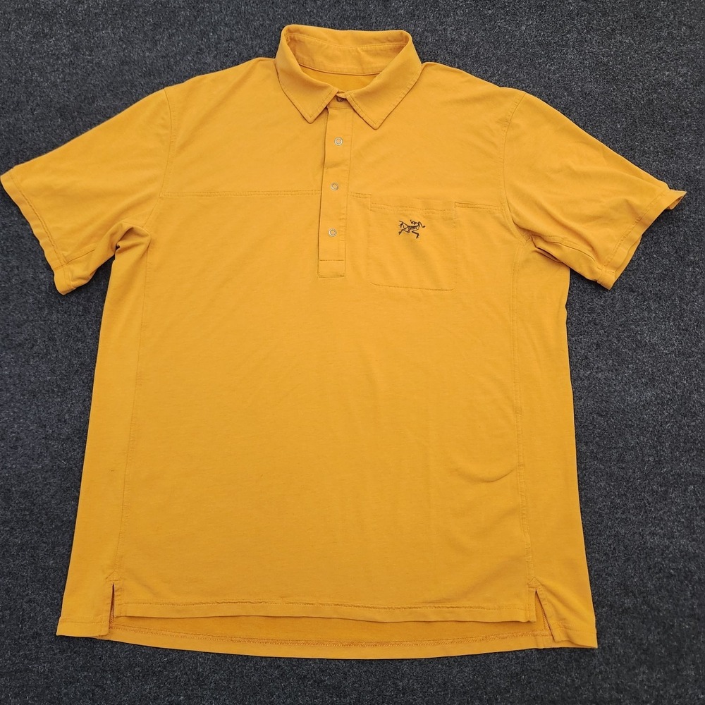 Arcteryx Polo Shirt Mens XL Yellow Performance Outdoor Hiking Casual Logo